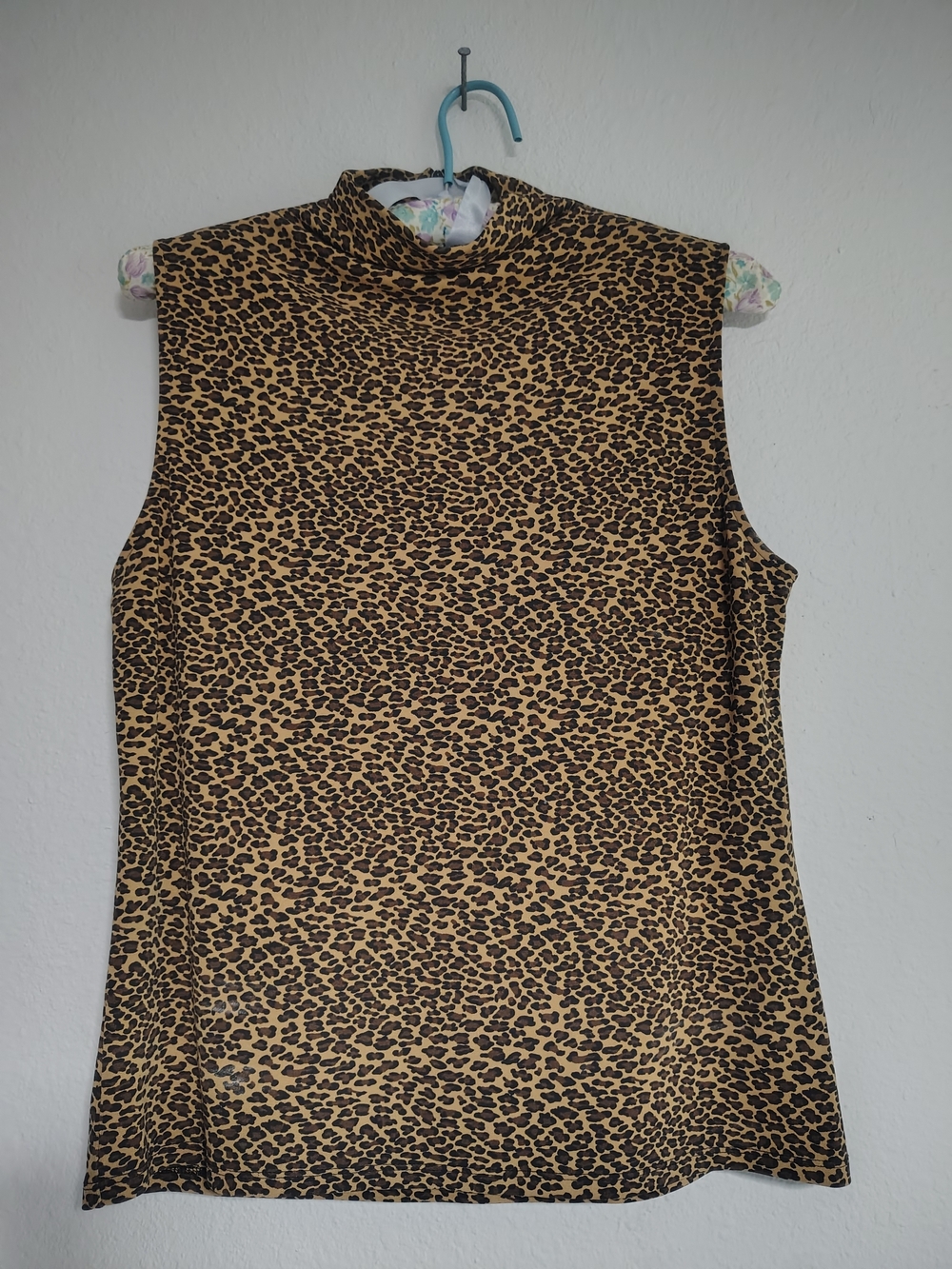 Apostrophe Sleeveless Leopard Print Mock Neck Tank - Brown/Black